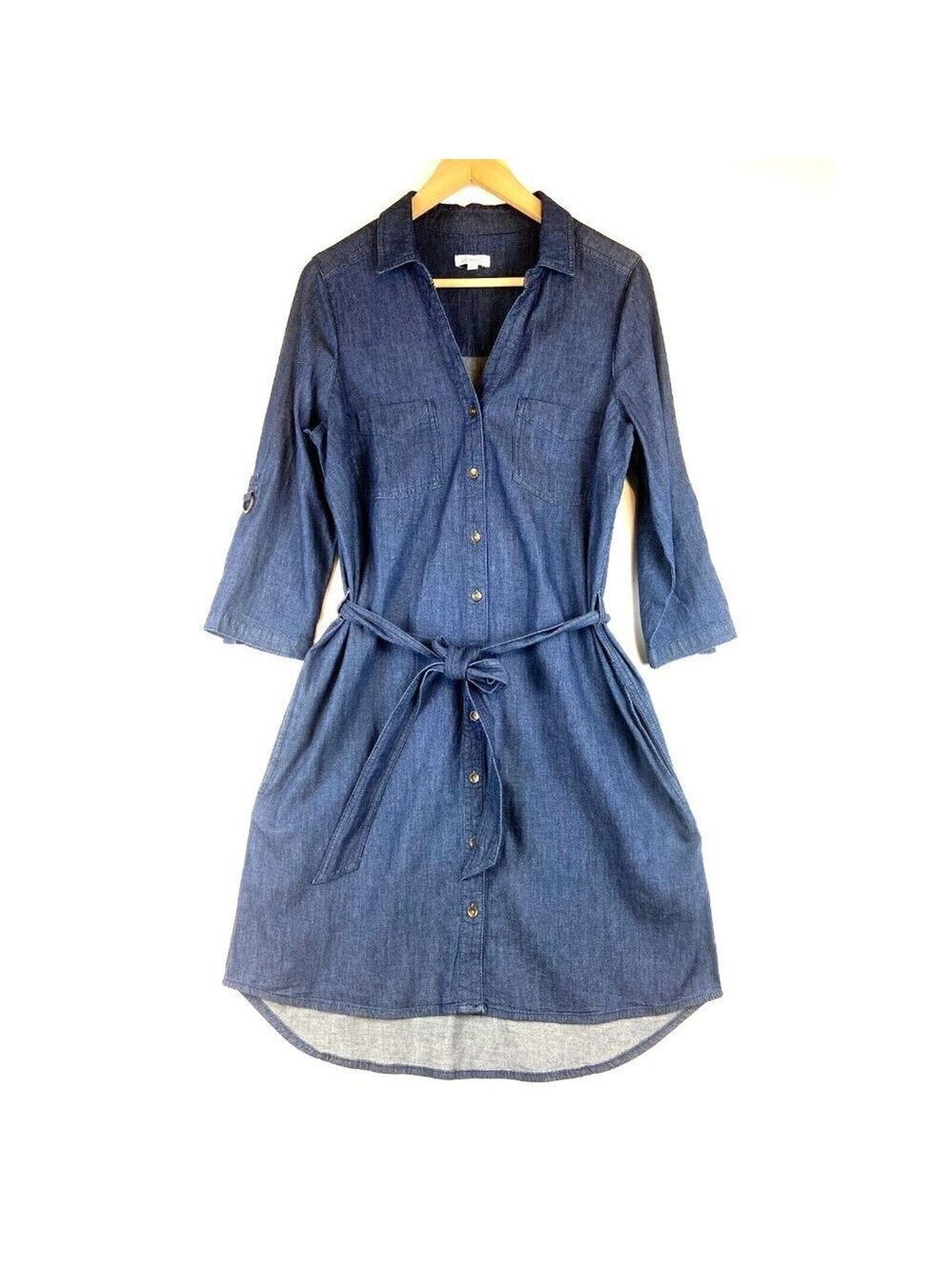 Reitmans Women's Petite Denim Like Shirt Dress in Dark Blue Size M